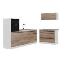 KUCHYŇSKÝ KOUT R-Line, Sonoma/Bílá, 220 cm pracovná doska Mramor - bílá/Sonoma dub, kompozitní dřevo (220/143/60cm) - Vicco