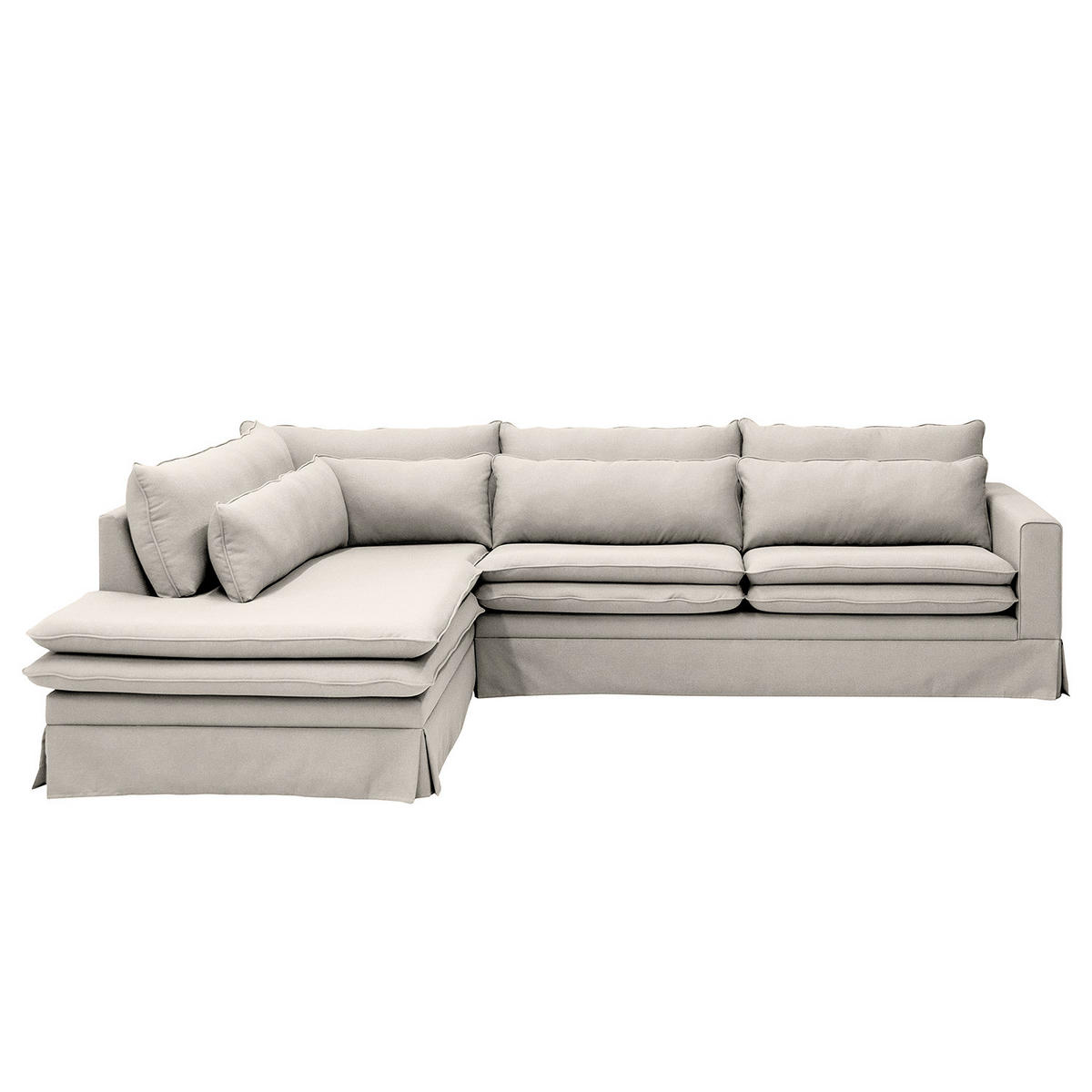 ECKSOFA mit Husse - Ottomane, Webstoff - Hellgrau/Schwarz, Kunststoff/Textil (299/222cm) - home24