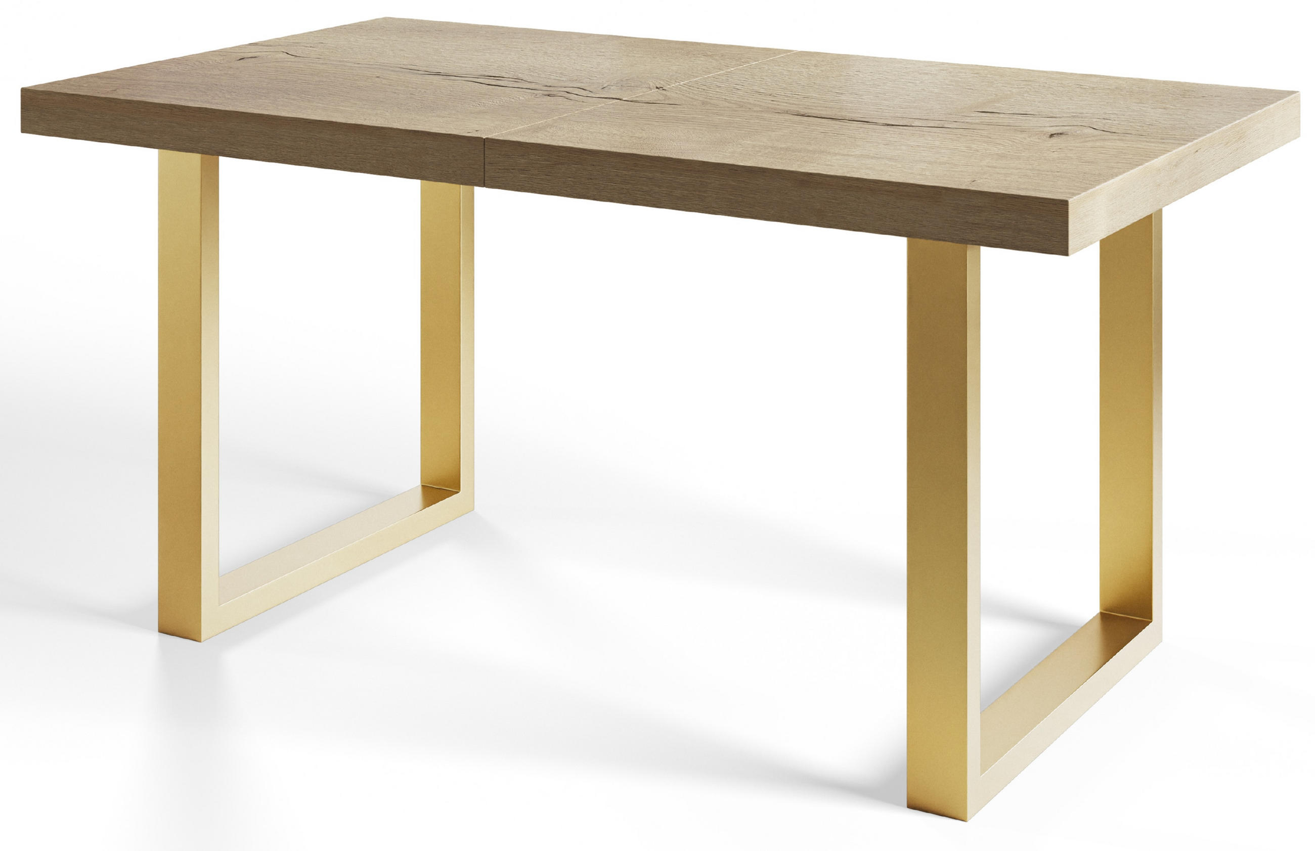 ESSZIMMERTISCH LOFT-U 140X80X77 cm, Farbe: HALIFAX, mit Metallbeinen in Farbe Gold - Goldfarben/Naturfarben, Holzwerkstoff (140/80/77cm) - Alpi-Möbel