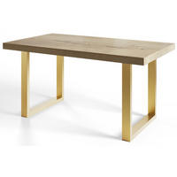 ESSZIMMERTISCH LOFT-U 140X80X77 cm, Farbe: HALIFAX, mit Metallbeinen in Farbe Gold - Goldfarben/Naturfarben, Holzwerkstoff (140/80/77cm) - Alpi-Möbel