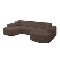 WOHNLANDSCHAFT MARI-U1 - 303x171x79 cm Braun Velours - Schwarz/Braun, Holzwerkstoff/Kunststoff (303/79/171cm) - ALTDECOR