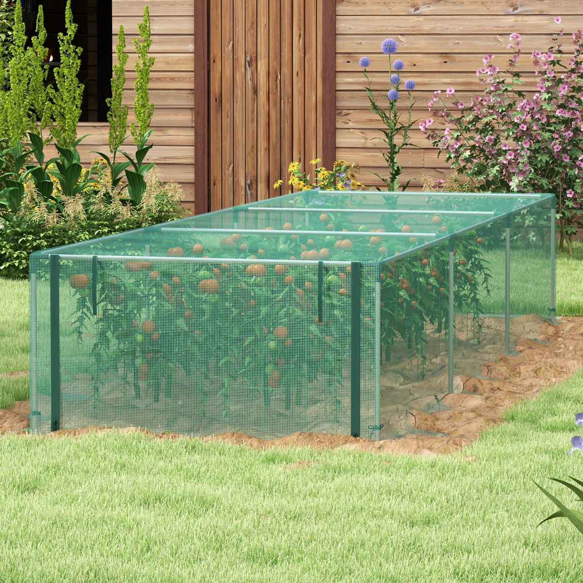 PFLANZENSCHUTZZELT mit Reißverschlusstür, für Garten, Balkon, Stahl, Grün - Grün, Metall (373/62.5/125cm) - Outsunny