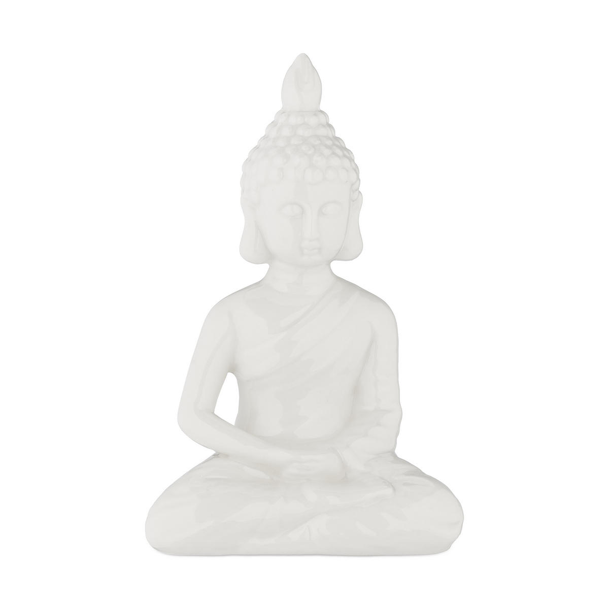 BUDDHA-FIGUR - Weiß, Keramik (11/17/7cm) - Relaxdays