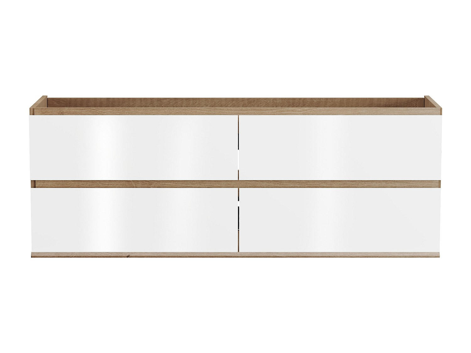 WASCHBECKENUNTERSCHRANK - 150 cm x 45.5 cm - Holz, Platte - Naturfarben Hell, Weiß - SABURI - Naturfarben/Weiß, Holz (150/55/45.5cm) - Vente-Unique