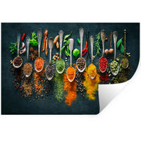 WANDTATTOO Kräuter - Gewürze - Löffel 120x80 cm - Currygelb, Kunststoff (120/80/0.1cm) - MuchoWow