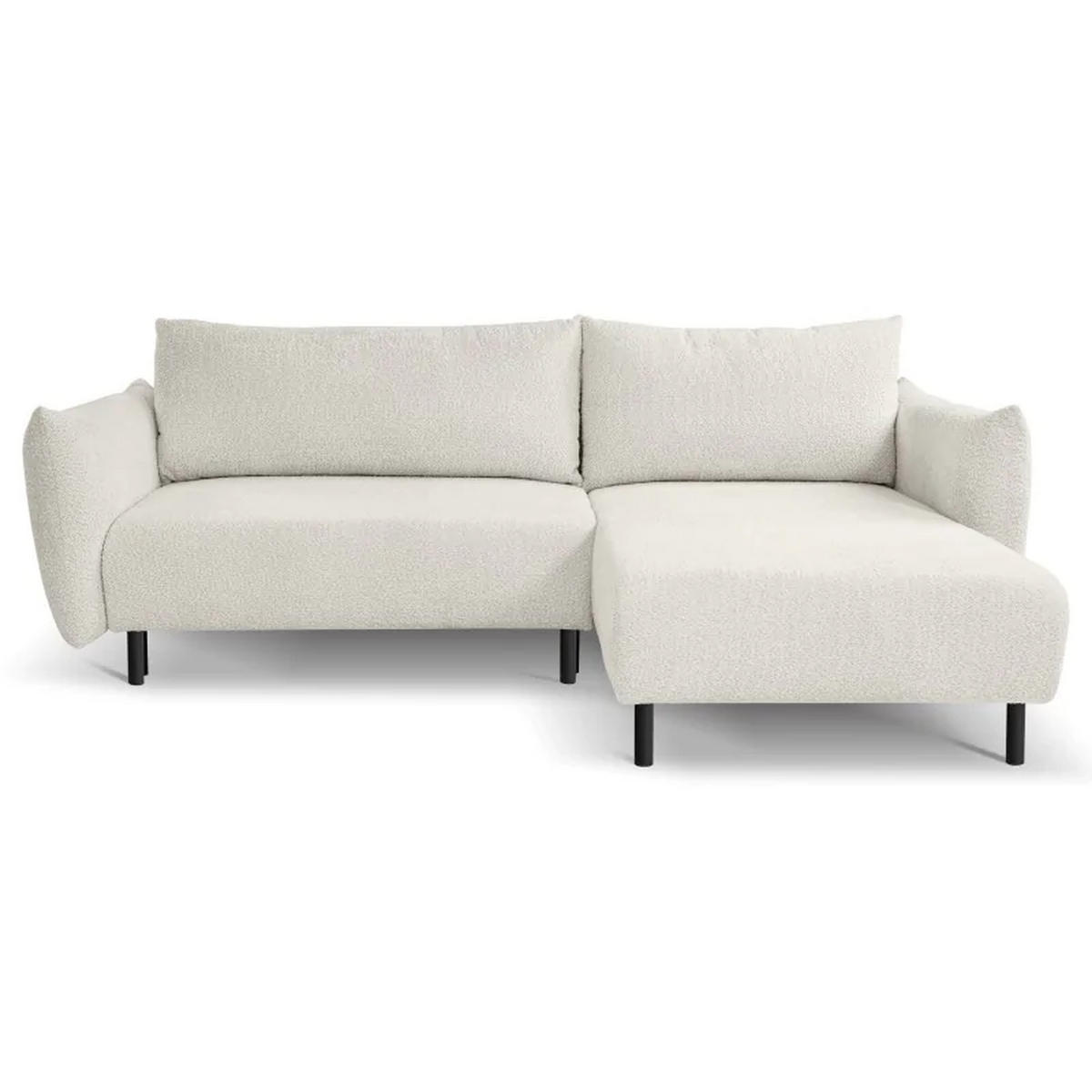 ECKSOFA DELI, Eckcouch in L-Form mit Schlaffunktion und Bettkasten, Farbe: Beige, Bouclé-Stoff, Ottomane Rechts - Beige, Textil (257/171cm) - Sepro Meble