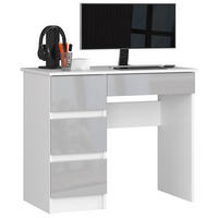 SCHREIBTISCH Weiß, hellgrau glanz 90x50x77 cm - Hellgrau/Weiß, Holzwerkstoff (90/50/77cm) - Akord