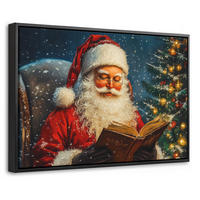 LEINWAND Bilder mit Rahmen - Weihnachtsmann - Weihnachten - Winter - Weihnachtsbaum - 30x20 - Bordeaux, Textil (30/20cm) - MuchoWow