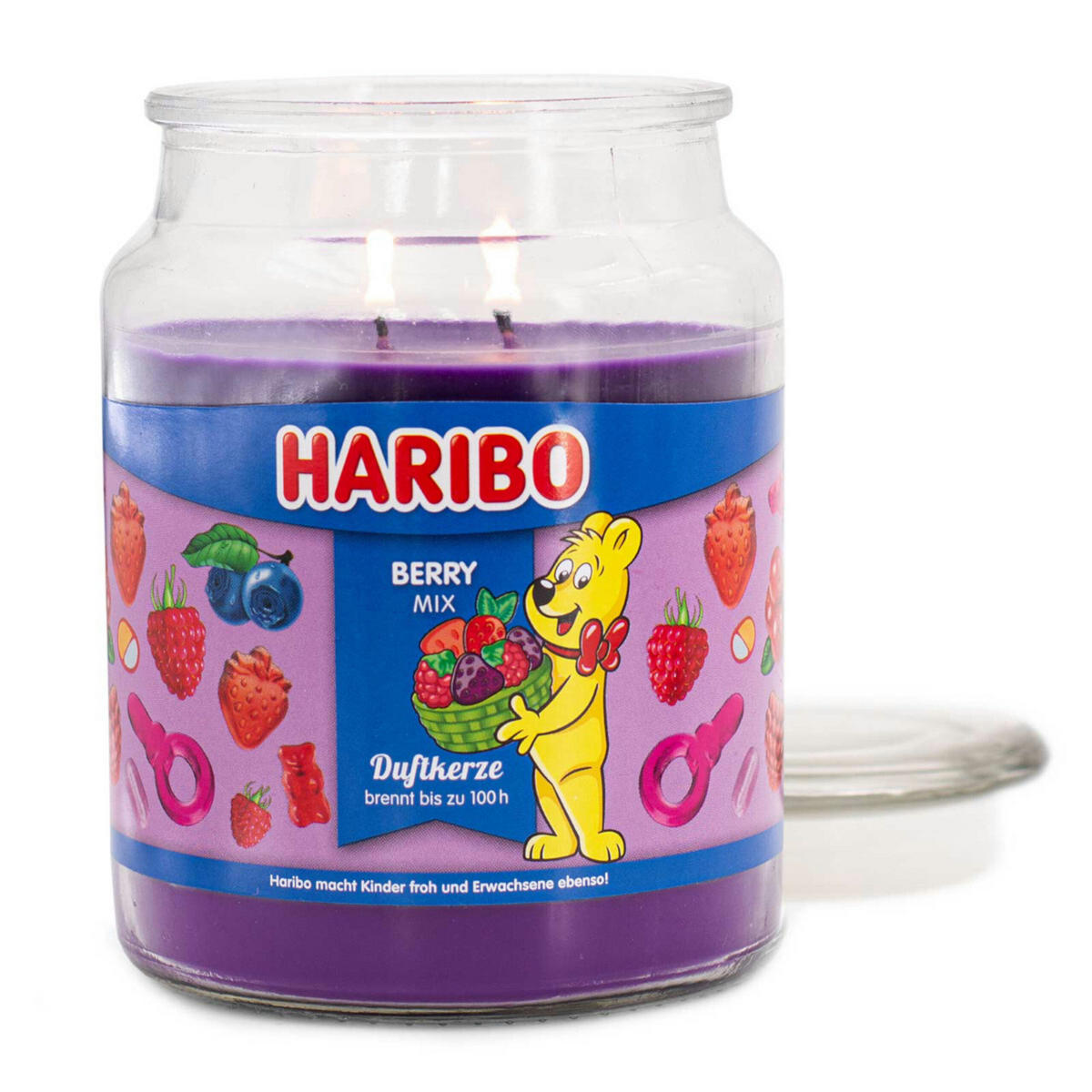 DUFTKERZE Haribo - Lila, Naturmaterialien/Glas (13cm)