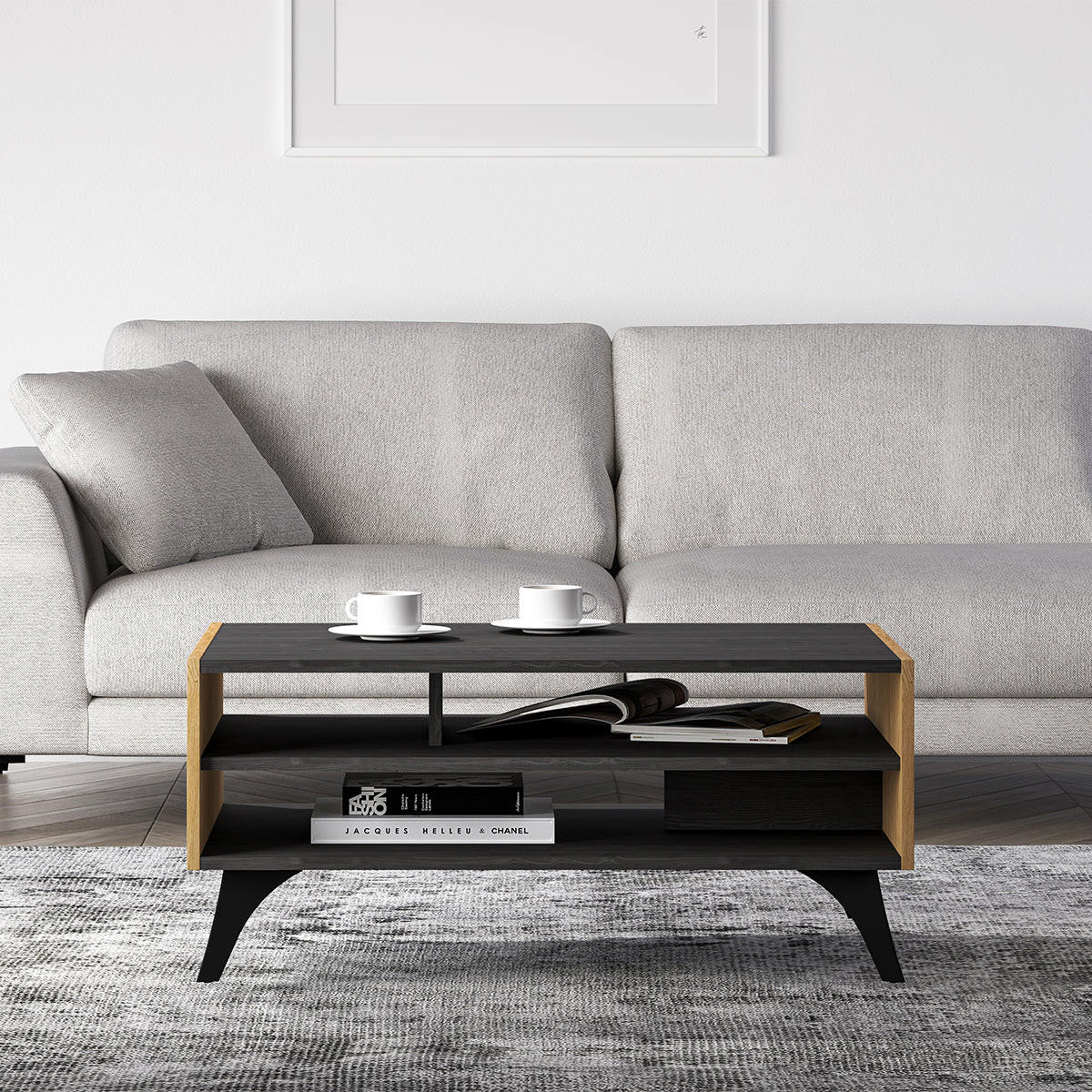COUCHTISCH Soah Holz und Schwarz - Schwarz, Holzwerkstoff (60/90/40cm) - Petits-meubles