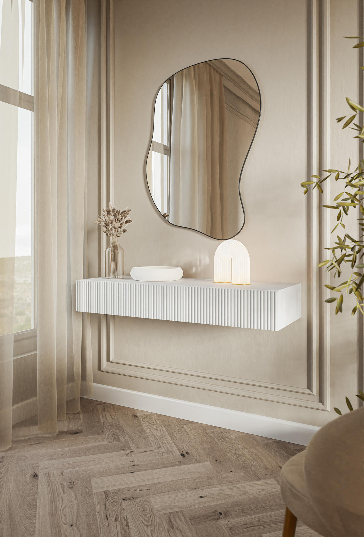 KONSOLE Veldio Weiß 110 cm - Weiß, Holzwerkstoff (110/16/40cm) - Selsey