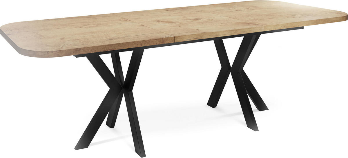 ESSTISCH Olivia ausziehbar rechteckig, Lancelot Eiche 200-280/100/76 - Eichefarben/Schwarz, Holzwerkstoff/Metall (100/280/76cm) - WFL GROUP