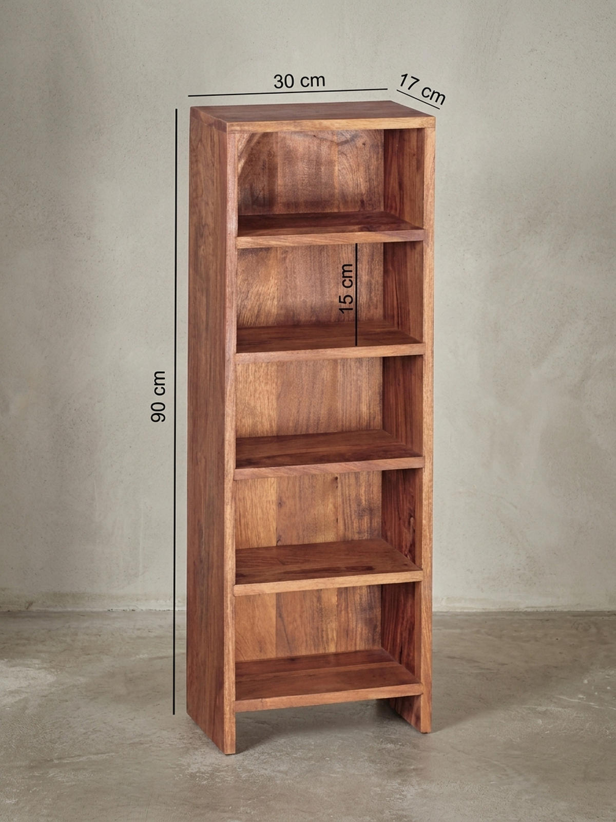CD-REGAL Massivholz Pflegeleicht 90cm, Braun 30x17x90 cm - Braun, Holz (30/90/17cm) - KADIMA DESIGN