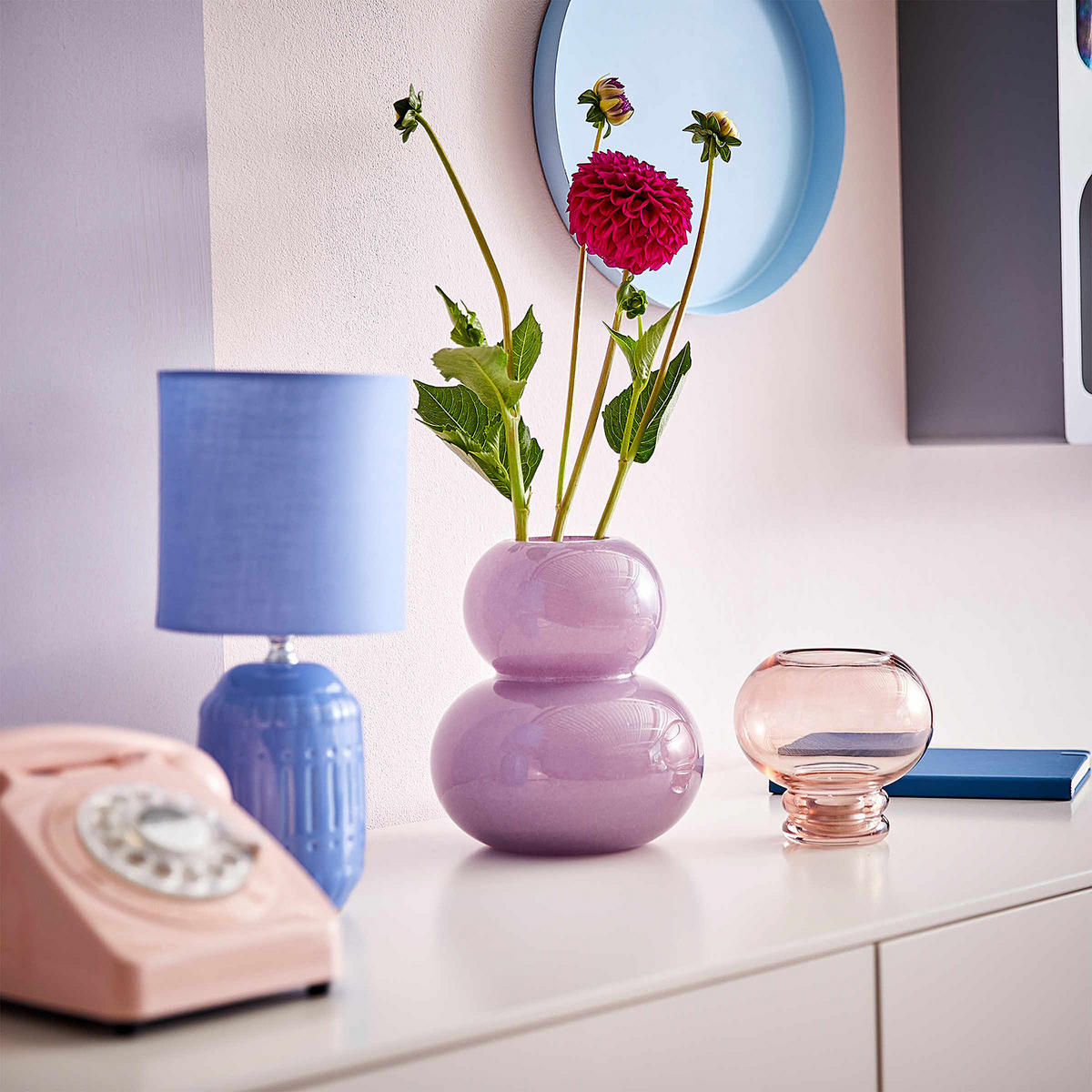 WINDLICHT (2er Set) Bauble - Pink, Glas (13/12/13cm) - Butlers