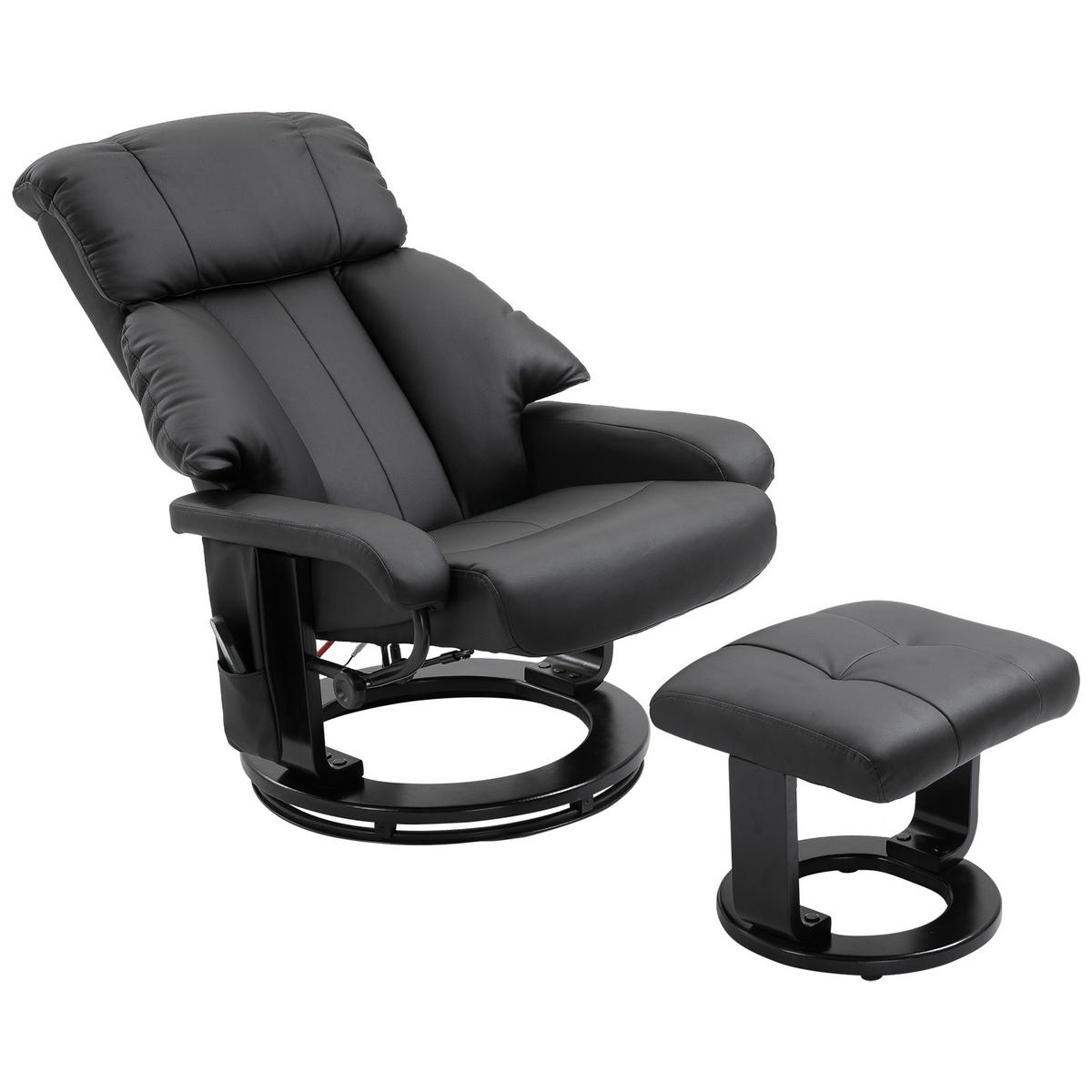 MASSAGESESSEL DE-06346 Mit Hocker, 10 Massagepunkte, verstellbare Lehne Schwarz - Schwarz, Metall (80/102/76cm) - ComfortXL