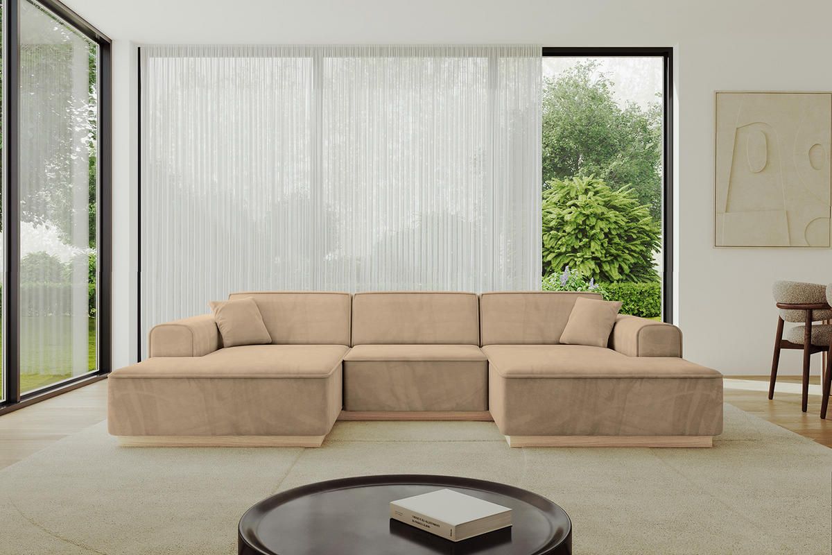 WOHNLANDSCHAFT IREA-U1 - 303x171x83 cm Beige - Beige, Holzwerkstoff/Textil (303/83/171cm) - ALTDECOR