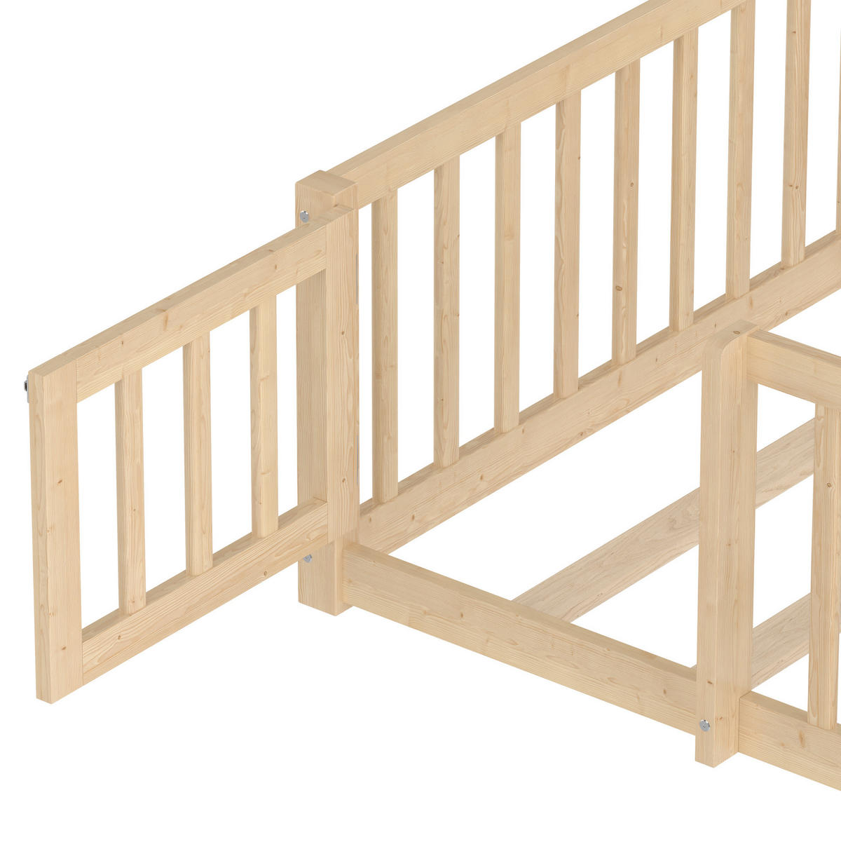 KINDERBETT 90/190 cm Natur mit Haus-Design und Geländer - Naturfarben, Holz (90/190cm) - MIVRAY