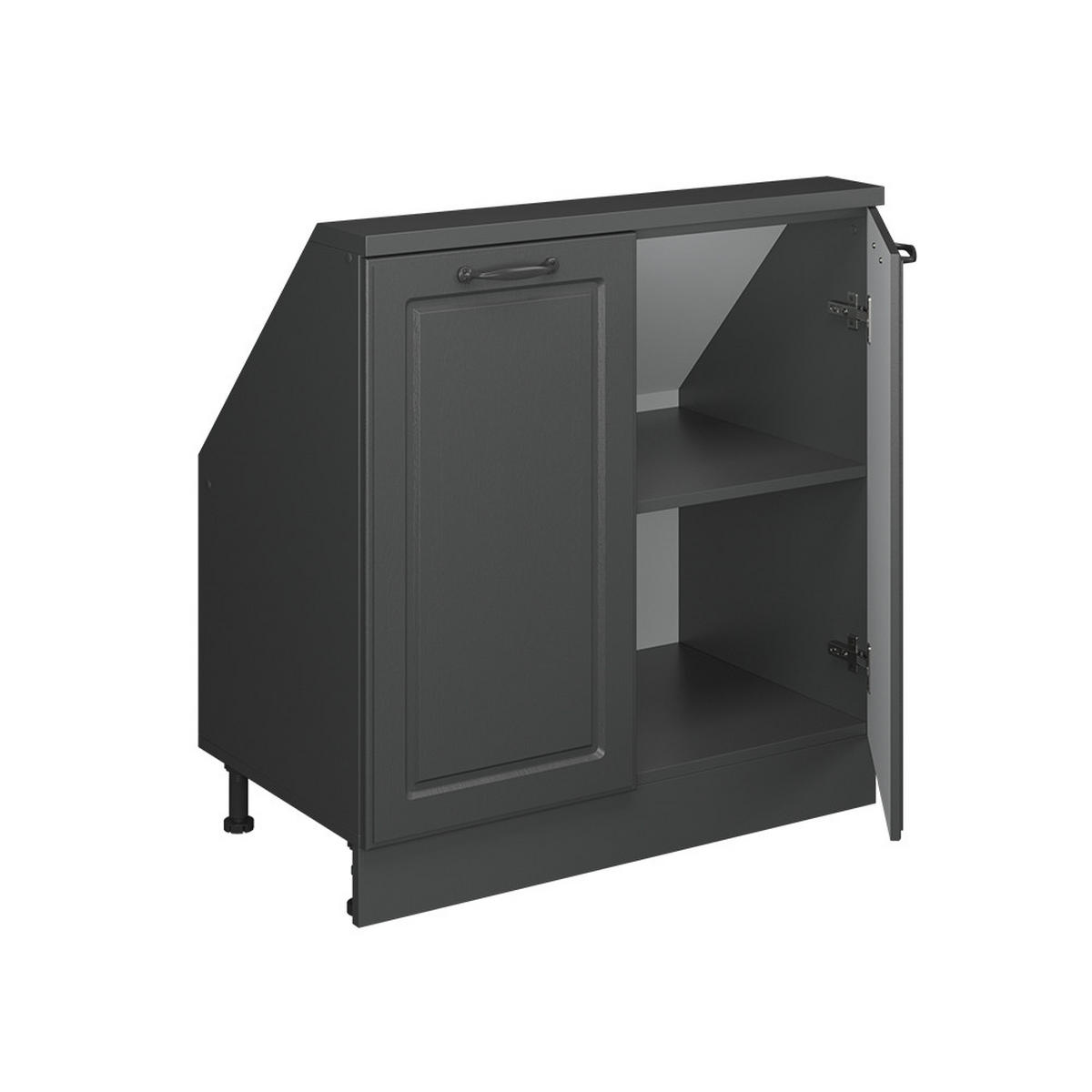 KUCHYŇSKÁ SKŘÍŇKA POD ŠIKMOU STŘECHU R-Line Antracitový venkovský dům/antracit - antracitová, kompozitní dřevo (80/81.6/46cm) - Vicco