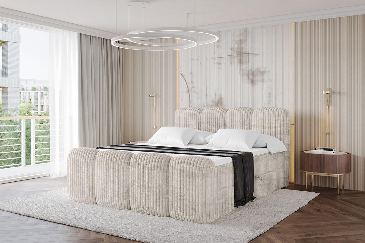 BOXBETT mit Matratze H4 und Lattenrost - NINA-Z - 120x200 cm - Creme - Creme, Holzwerkstoff (120/200cm)