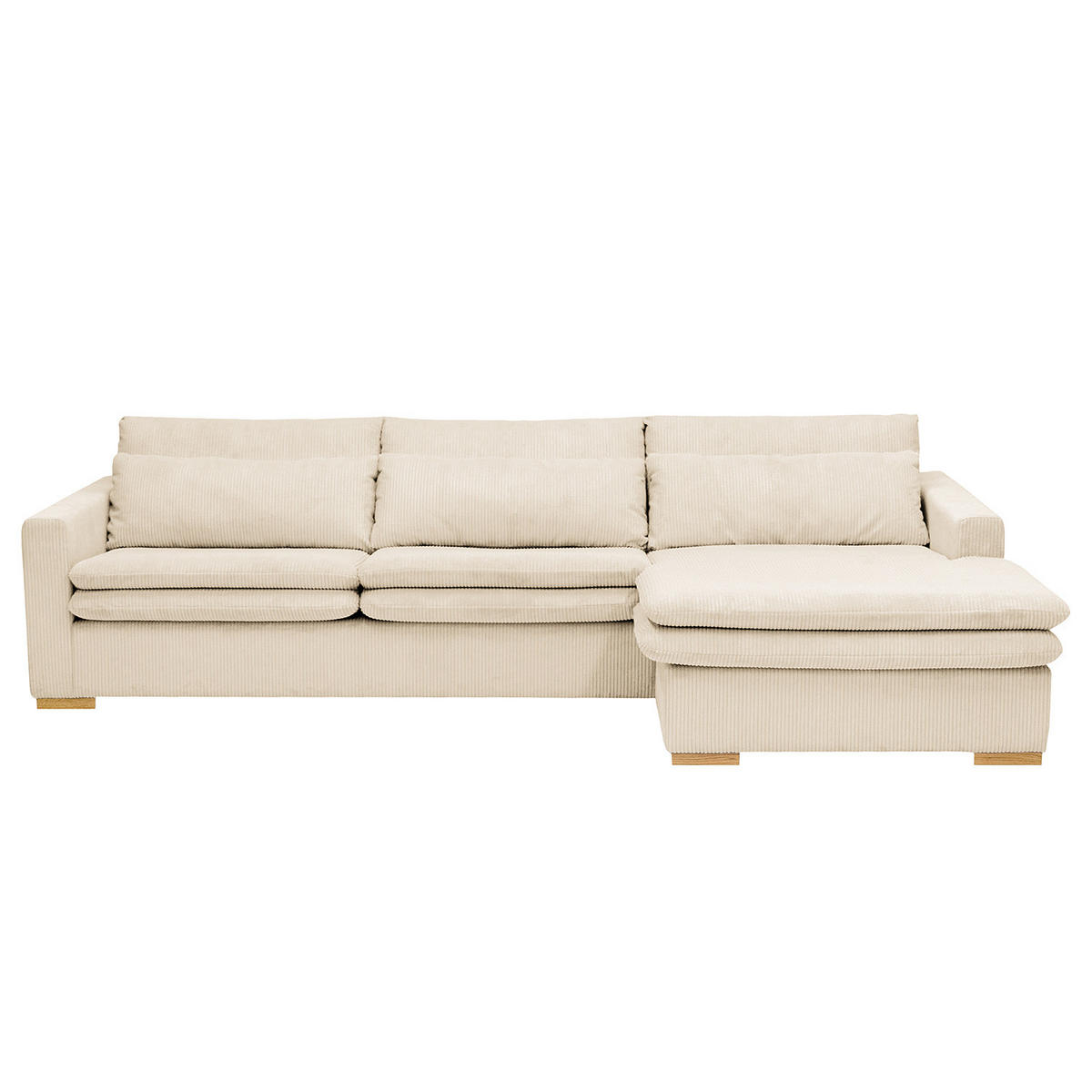 ECKSOFA mit Longchair - Creme, Textil (299/164cm) - home24