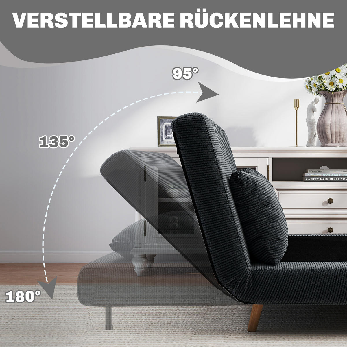 2-SITZER Schlafsofa Dunkelgrau 141.0/90.0/81.0 cm - Dunkelgrau, Textil (90/81/141cm)