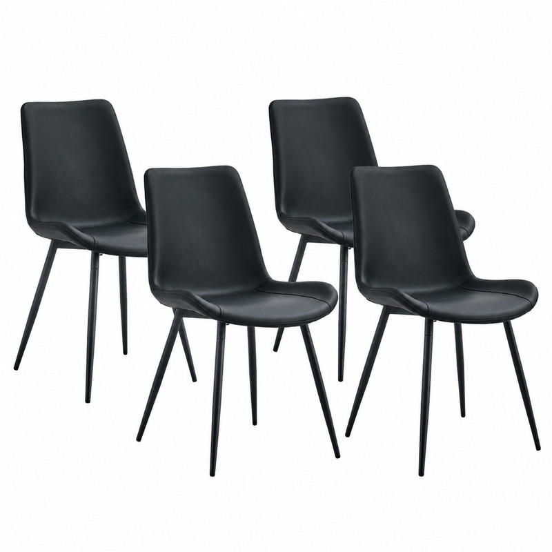 ESSZIMMERSTUHL 4er-Set Schwarz PU-Leder Metallgestell - Grau, Metall (47/83/50cm) - Meubliv