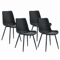 ESSZIMMERSTUHL 4er-Set Schwarz PU-Leder Metallgestell - Grau, Metall (47/83/50cm) - Meubliv