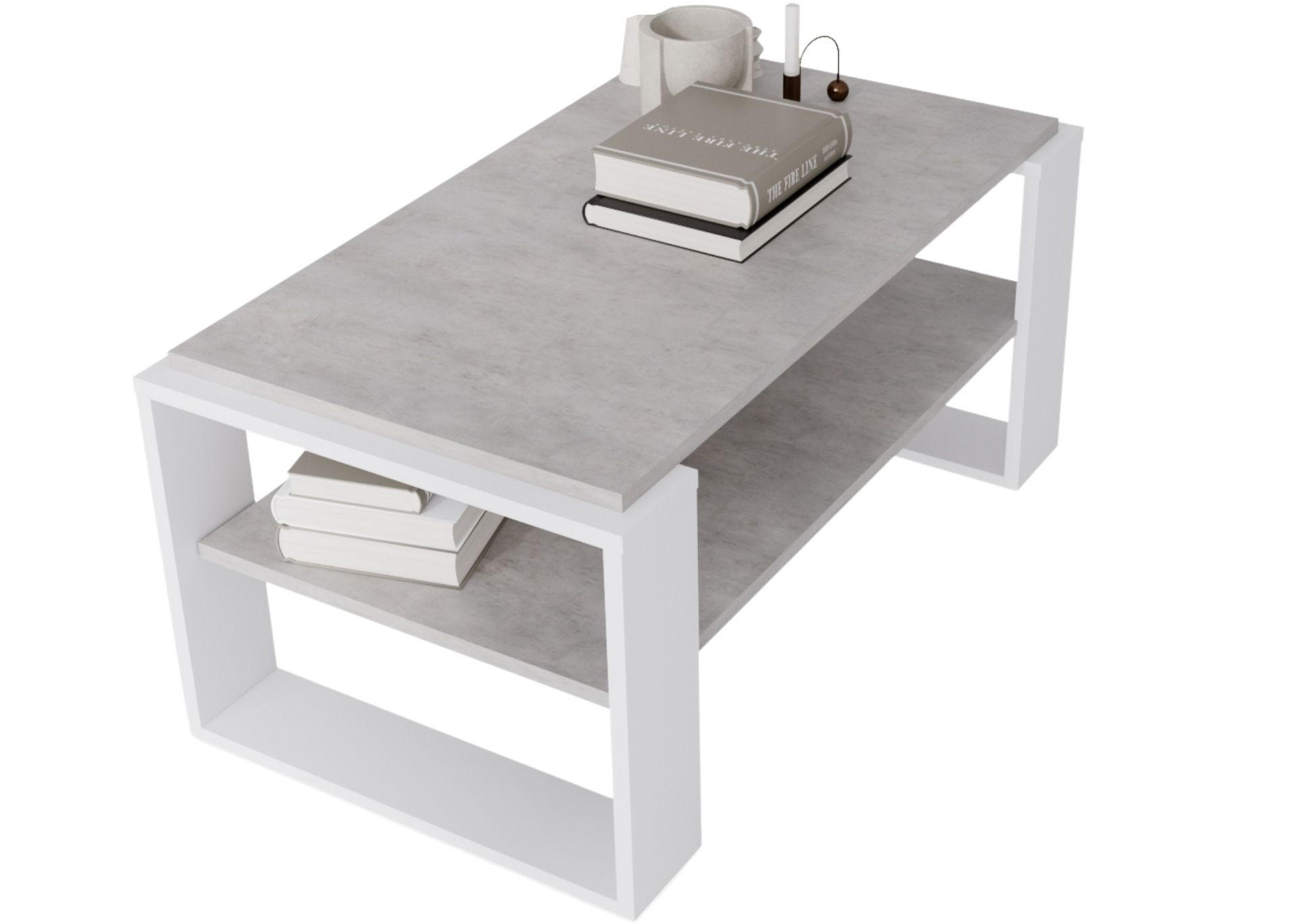 COUCHTISCH Holzwerkstoff rechteckig stabil Grau 42/54/96cm - Weiß/Grau, Holzwerkstoff (53.8/96/42cm) - CraftPAK