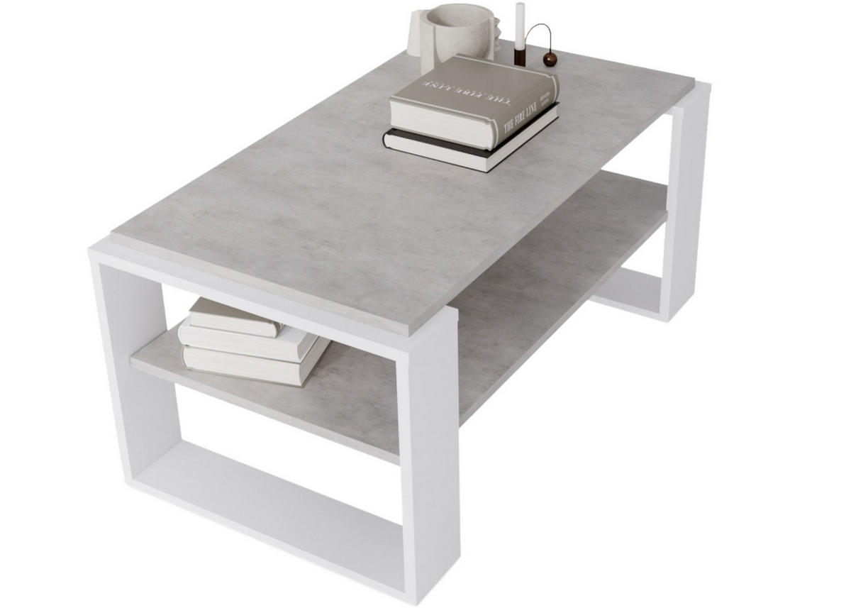 COUCHTISCH Holzwerkstoff rechteckig stabil Grau 42/54/96cm - Weiß/Grau, Holzwerkstoff (53.8/96/42cm) - CraftPAK