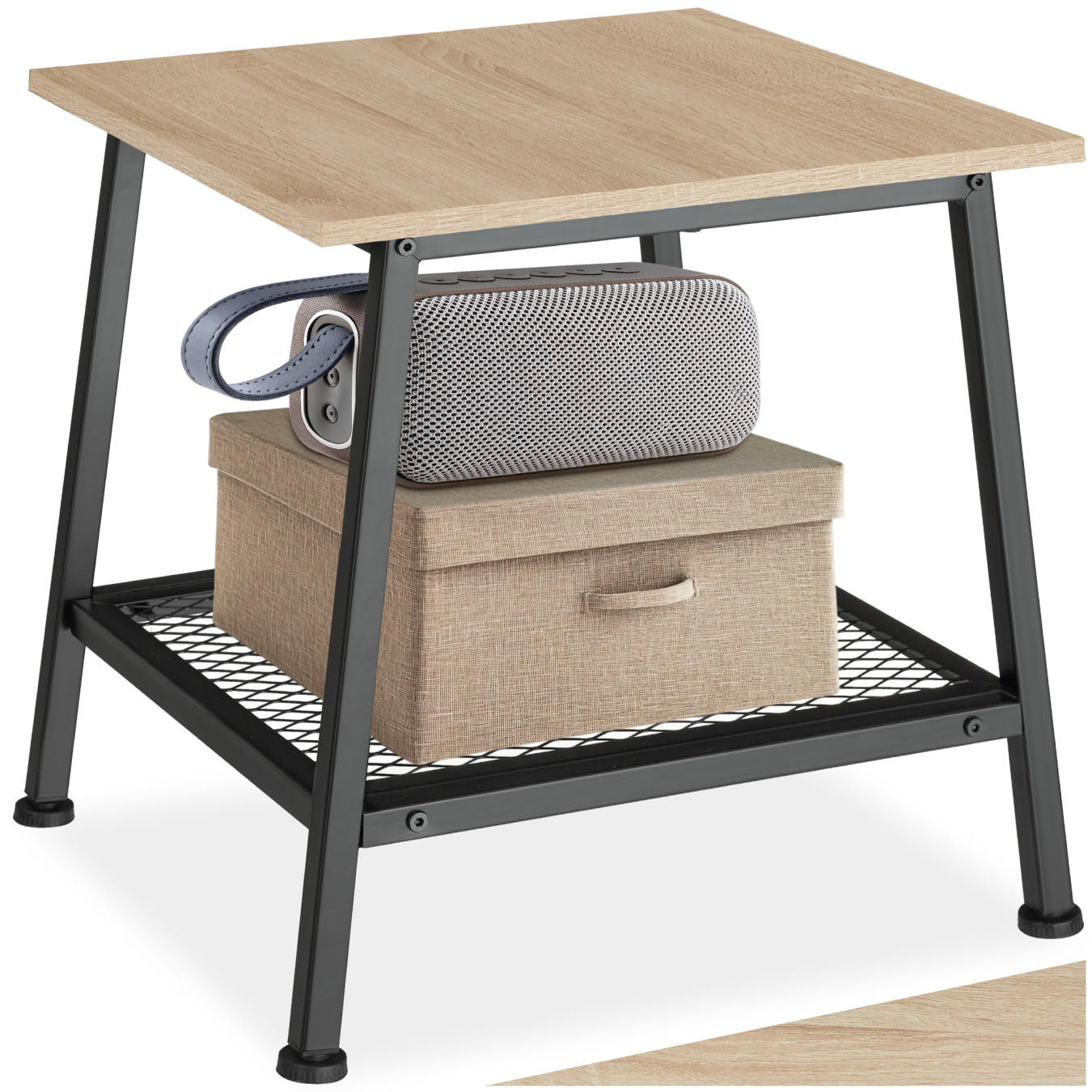 BEISTELLTISCH Bedford,45,5 x 45 x 47 cm,Industrial Holz hell, Eiche Sonoma - Naturfarben, Holz (45.5/45/47cm) - tectake