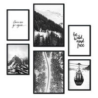 POSTER Set Mit 6 Schwarzweiß Berg Wandbild A3 & A4 Rahmenlos - Klar, Papier (29/3cm) - Nacnic