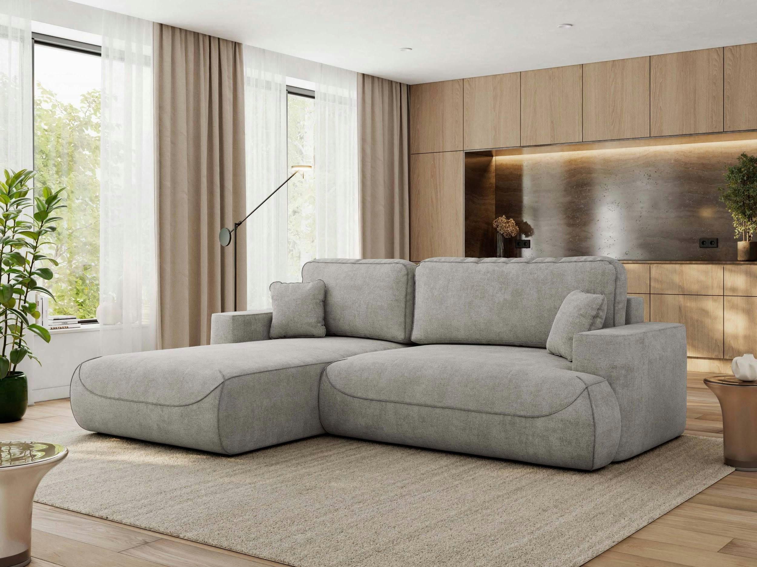 ECKSOFA OVO L Hellgrau Struktur - Links Seite - Hellgrau/Schwarz, Kunststoff/Textil (271/195cm) - MKS