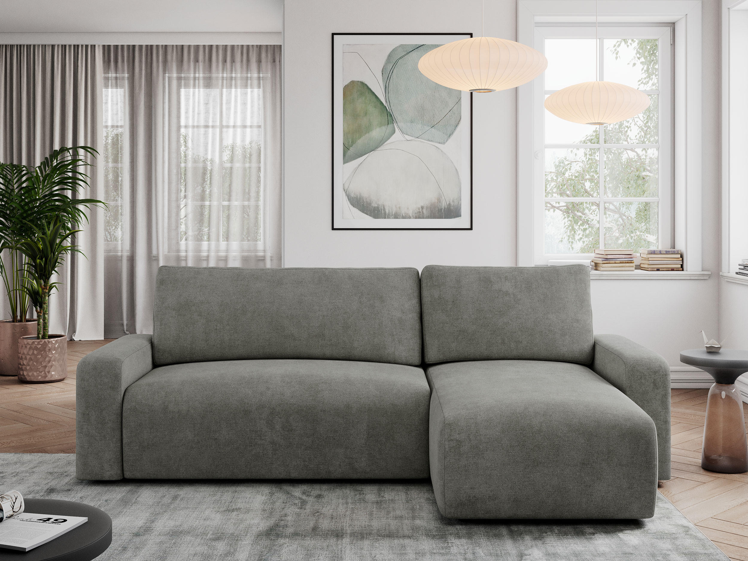 ECKSOFA ARGOS Grau Struktur - Schwarz/Grau, Kunststoff/Textil (245/150cm) - MKS