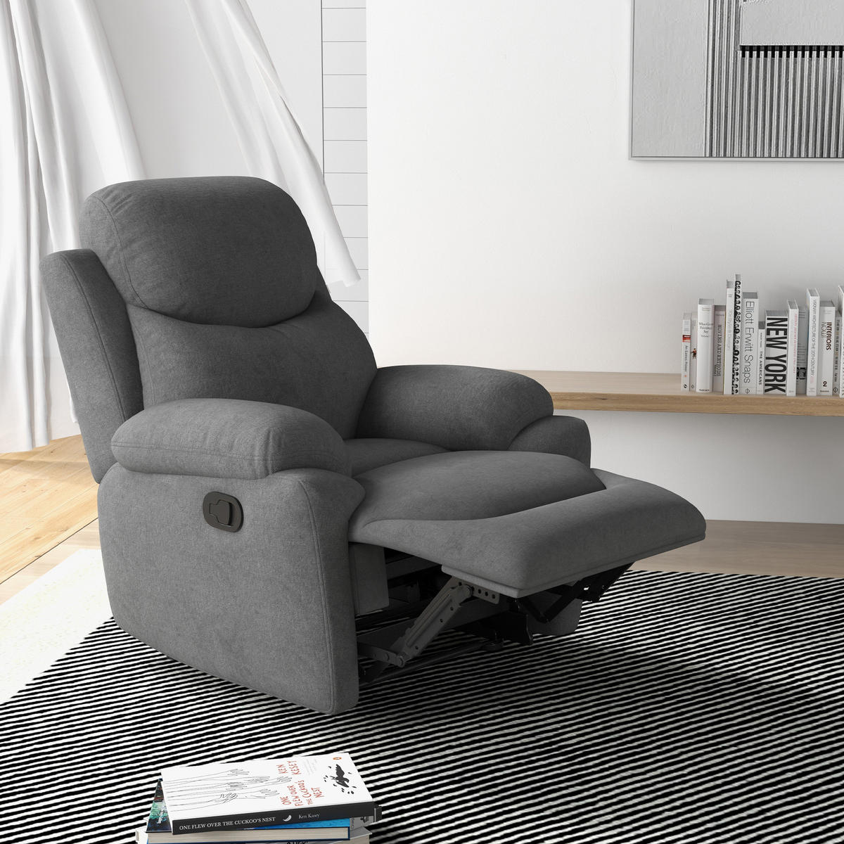RELAXSESSEL, Polyester, Stahl, Grau - Grau, Kunststoff (88/102/93cm) - HOMCOM