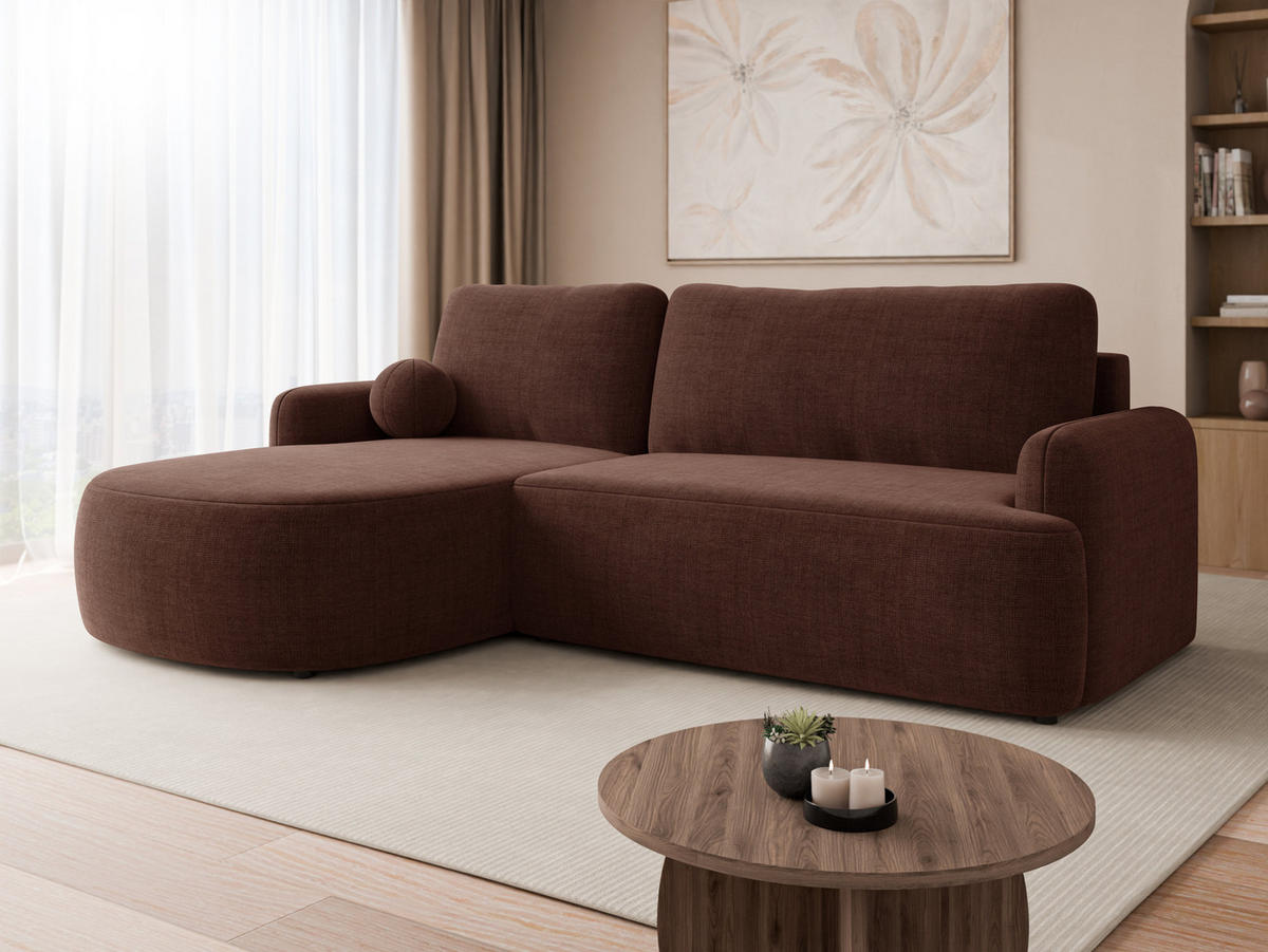 COLTAR Loridu Premium, Stanga - culoare lemn de nuc/negru, material plastic/material textil (250/174cm) - MIRJAN24