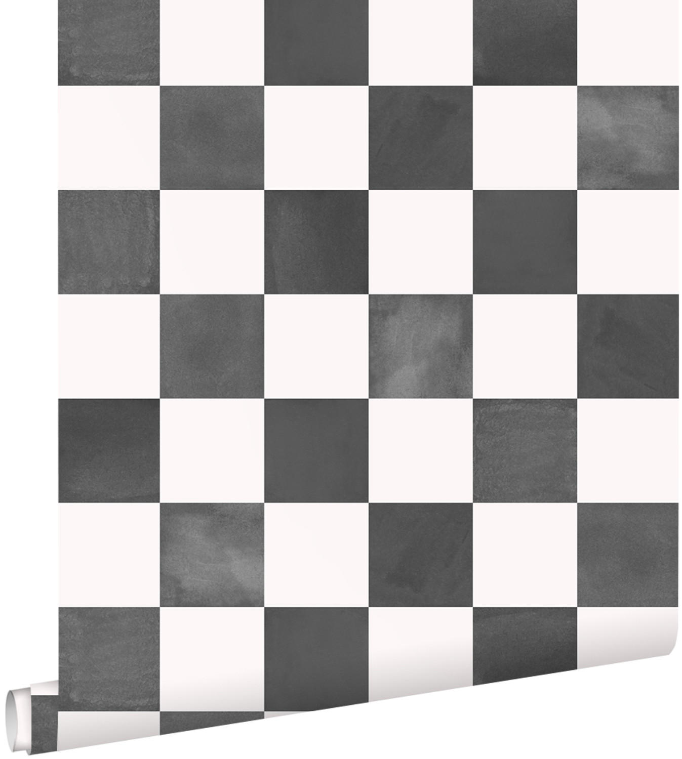TAPETE Karomuster 53 cm x 10.05 m - Schwarz, Papier (53/1000cm) - ESTAhome
