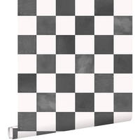 TAPETE Karomuster 53 cm x 10.05 m - Schwarz, Papier (53/1000cm) - ESTAhome