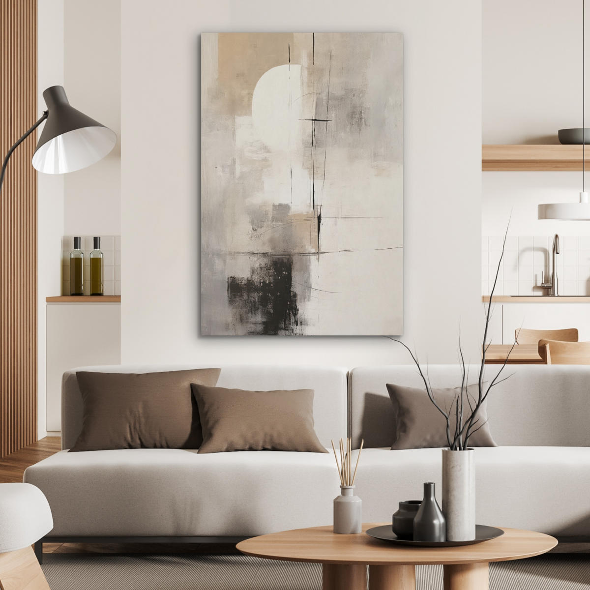 AKUSTIKPANEEL Abstrakt - Kunst - Grau 70x100 cm - Hellgrau, Textil (70/0.9/100cm) - MuchoWow