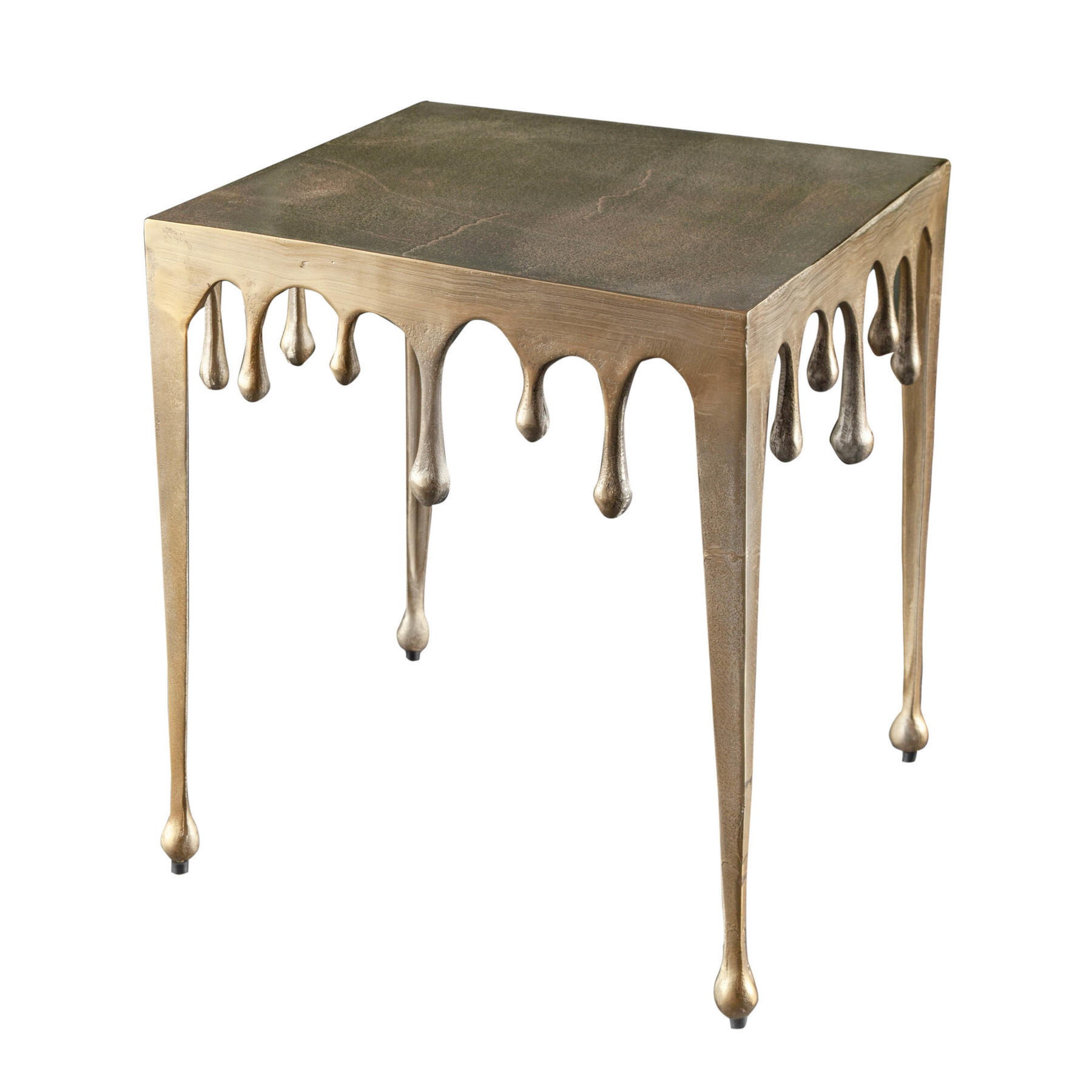 COUCHTISCH LIQUID LINE tropfenförmig Gold 46cm - Goldfarben/Schwarz, Metall (46/46/50cm) - riess-ambiente