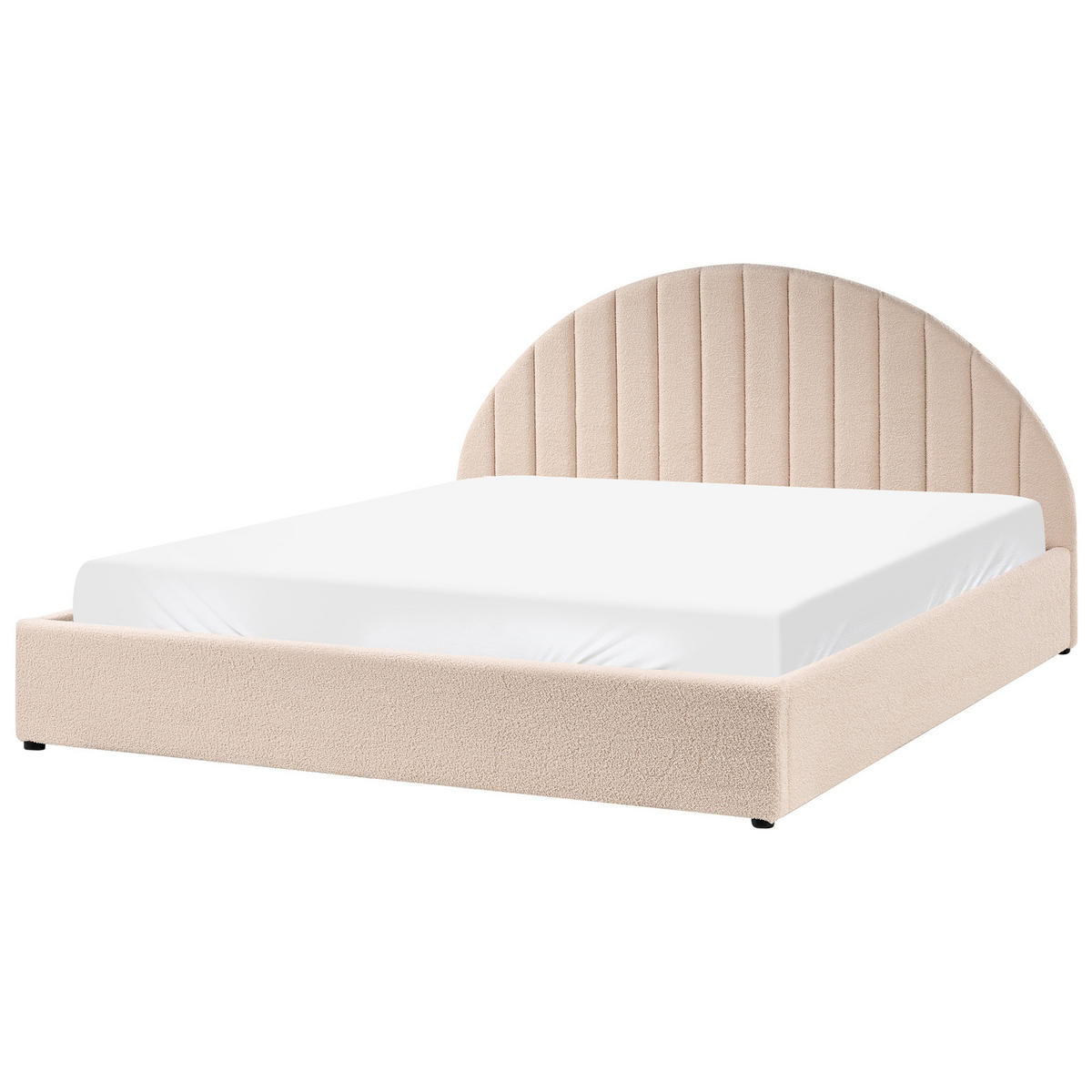 POSTELJA s prostorom za shranjevanje 180/200 bouclé svetlo bež Chadenet - bež, tekstil (180/200cm) - Beliani