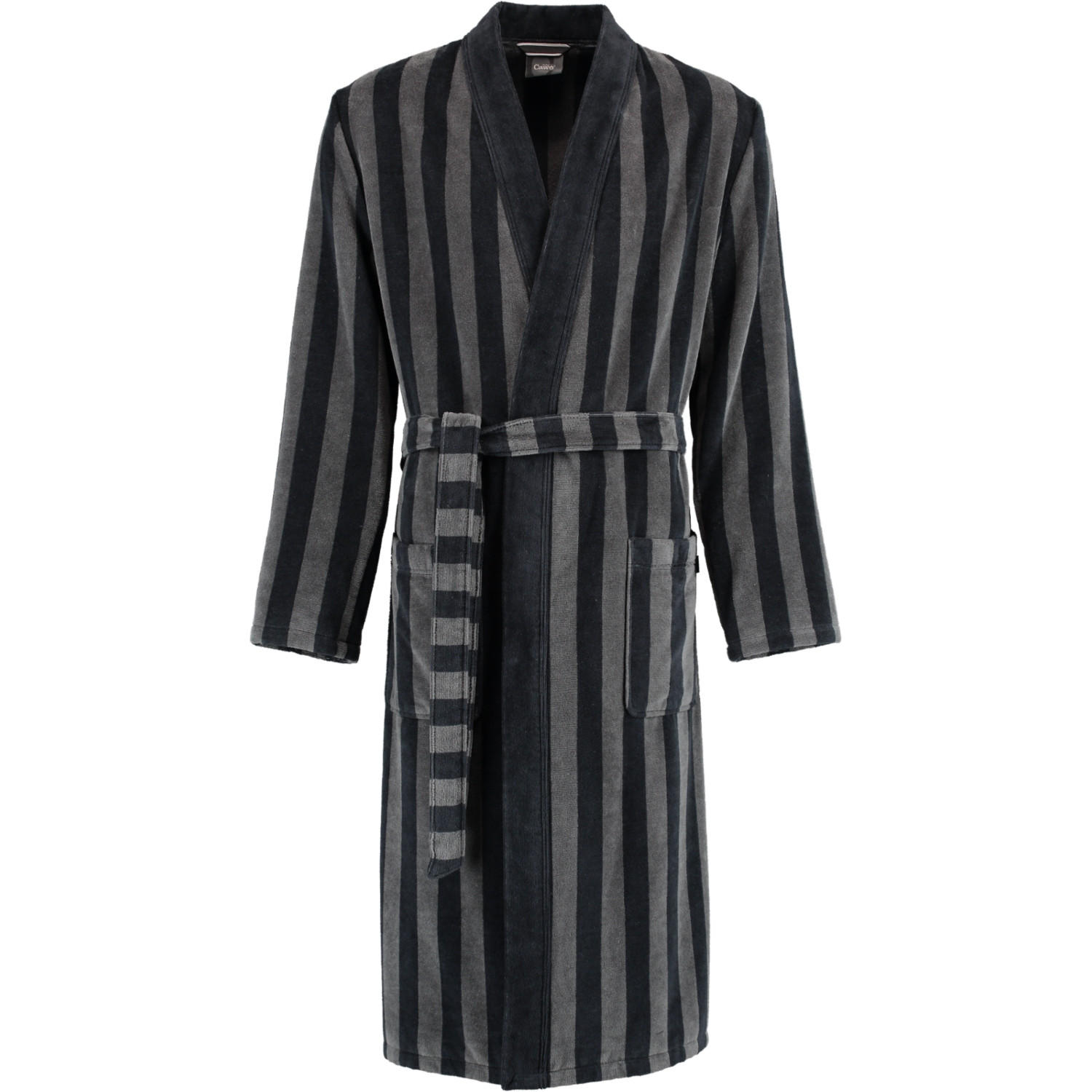 BADEMANTEL HERREN KIMONO STREIFEN 2612 SCHWARZ - 97 - Schwarz, Textil (Snull) - Cawoe