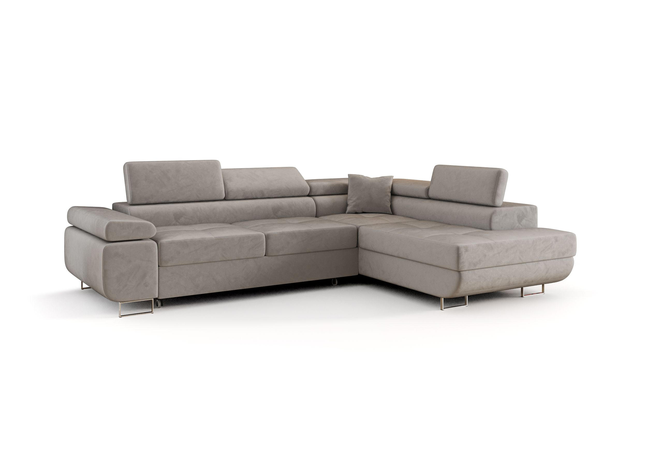 ECKSOFA EMILY mit Schlaffunktion Monolith 84 Rechts - Grau, Textil (275/200cm) - Bedante