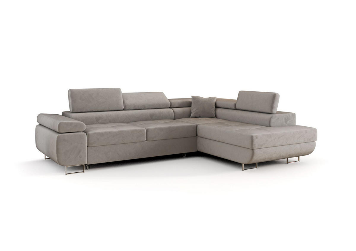ECKSOFA EMILY mit Schlaffunktion Monolith 84 Rechts - Grau, Textil (275/200cm) - Bedante