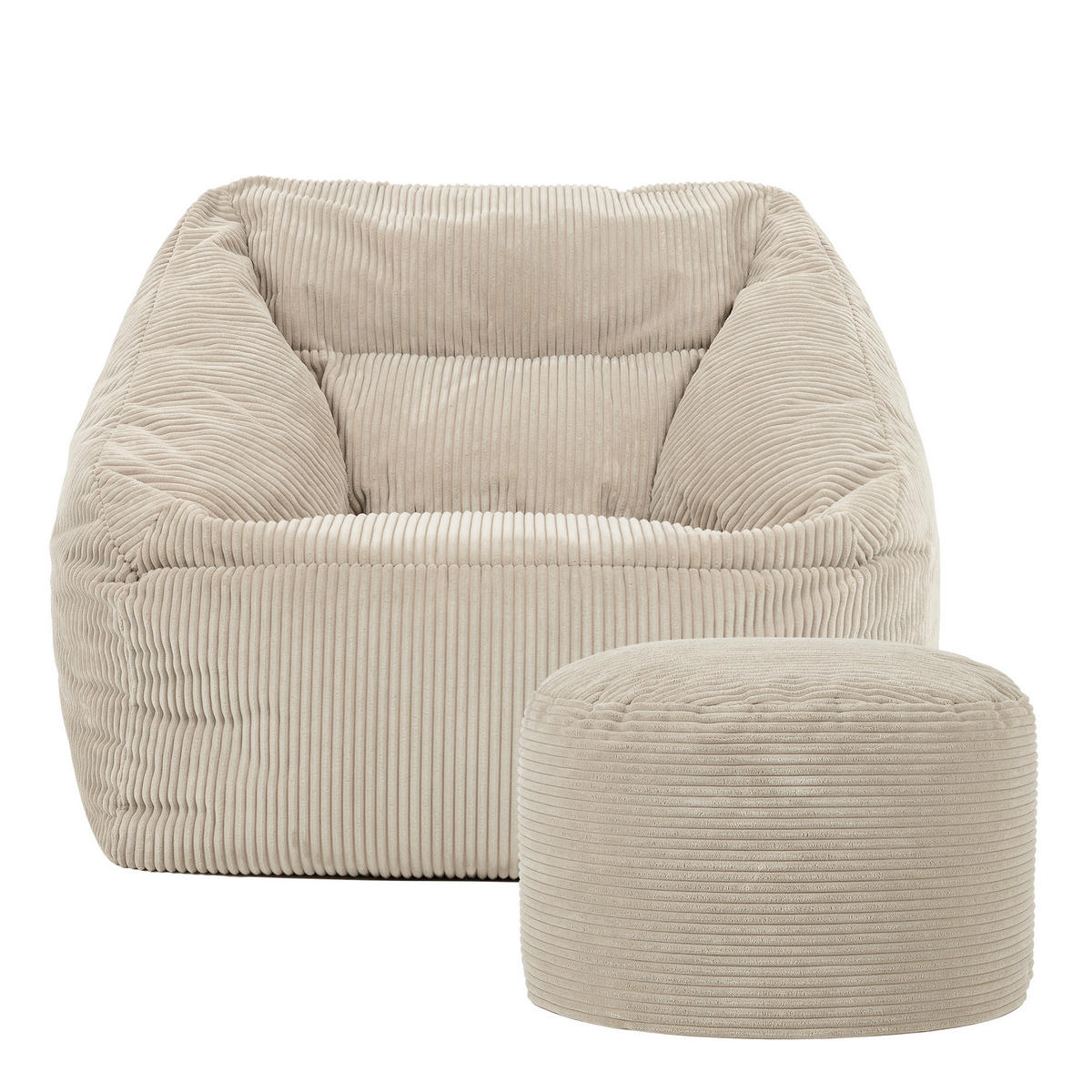 SITZSACK Sessel Natalia + Sitzpouf - Beige, Textil (100/80/88cm) - icon