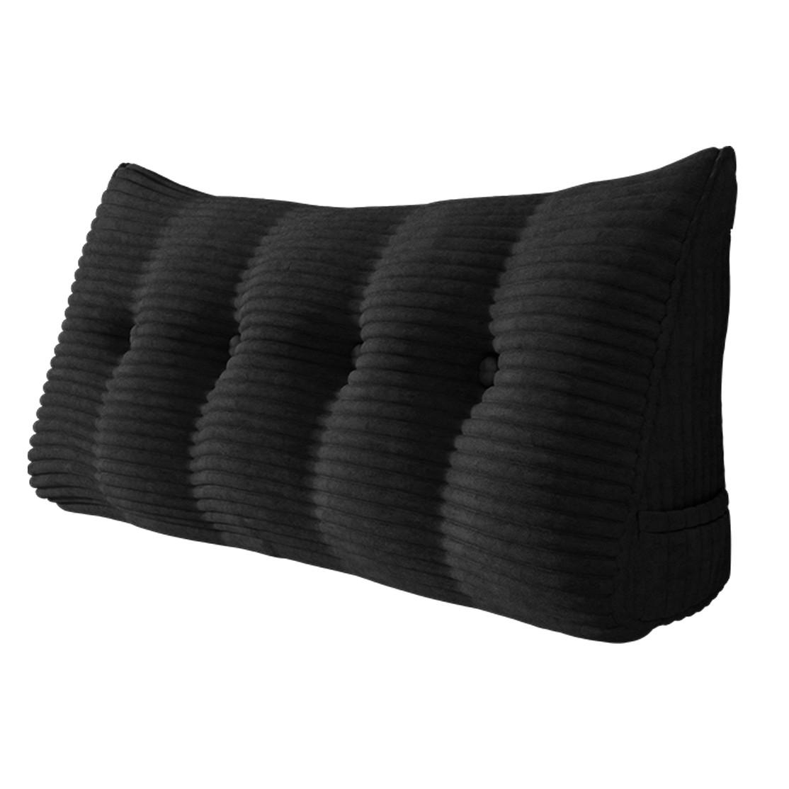 RÜCKENKISSEN für Bett Kord Schwarz 120 cm - Schwarz, Textil (50/120cm) - Vercart