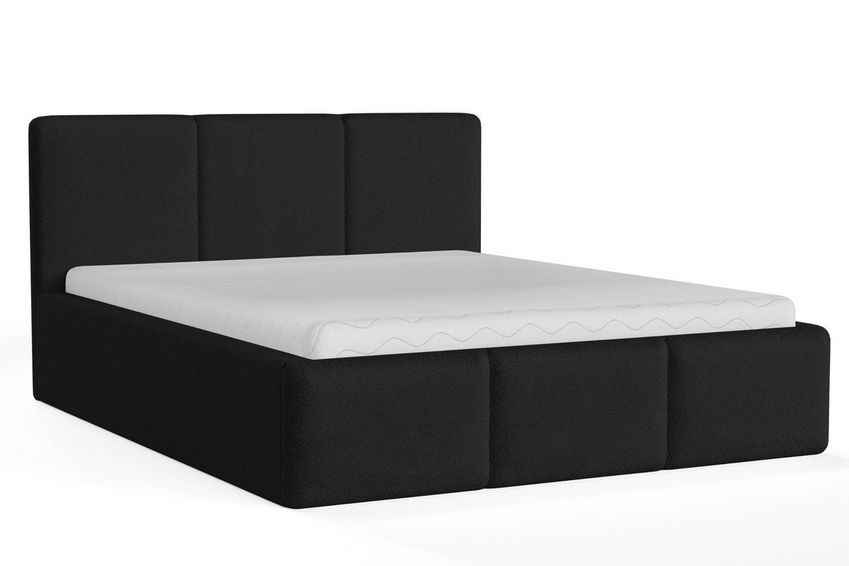 POLSTERBETT FOXY 180/200 in Boucle Schwarz - Schwarz, Holz/Holzwerkstoff (180/200cm) - Deine Möbel 24