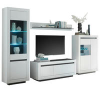 WOHNWAND weiß, anthrazit, Wohnkombination 4-teilig 320 x 206 cm - Anthrazit/Weiß, Glas/Holzwerkstoff (352/170/50cm) - Furn.Design