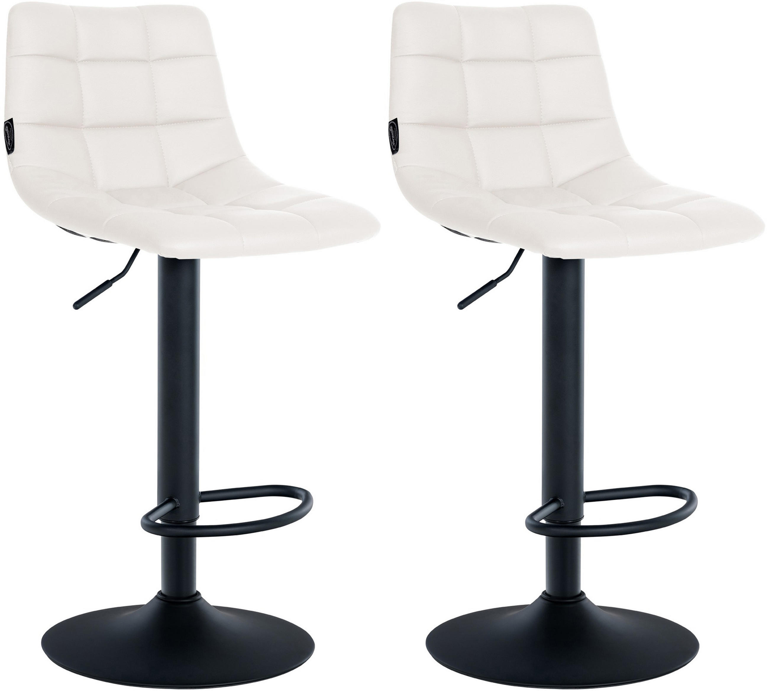 BARHOCKER 2er Set James Kunstleder schwarz weiß - Schwarz/Weiß, Kunststoff/Metall (43/108.5/46.5cm) - TPFLiving