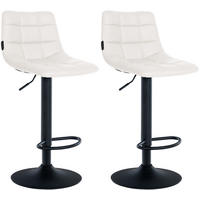 BARHOCKER 2er Set James Kunstleder schwarz weiß - Schwarz/Weiß, Kunststoff/Metall (43/108.5/46.5cm) - TPFLiving