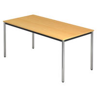 BESPRECHUNGSTISCH Serie-D 80/160/72 cm in Buchefarben/Rundrohr verchromt - Chromfarben/Buchefarben, Holzwerkstoff (80/160/72cm) - bümö